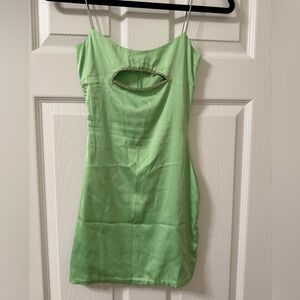 Oh Polly Lime Green satin Dress
